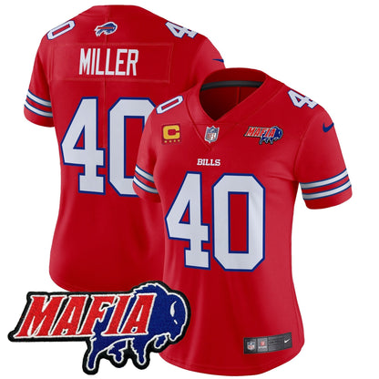 Women's BUF 2024 Bills Mafia Patch Vapor Limited Jersey - All Stitched