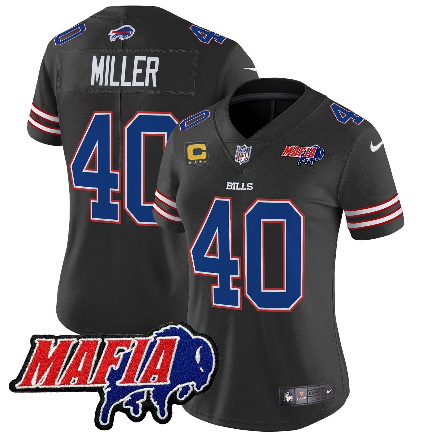 Women's BUF 2024 Bills Mafia Patch Vapor Limited Jersey - All Stitched