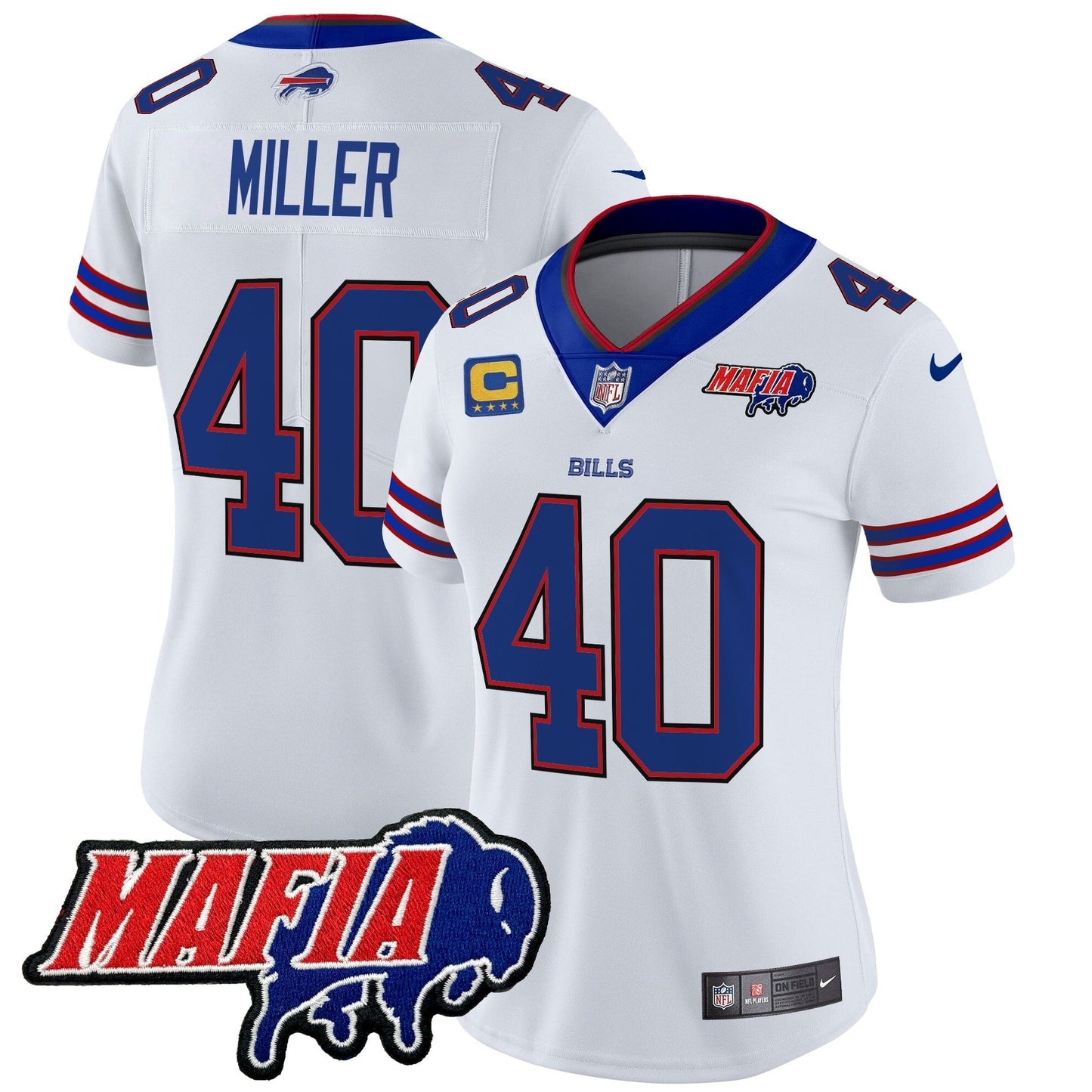 Women's BUF 2024 Bills Mafia Patch Vapor Limited Jersey - All Stitched