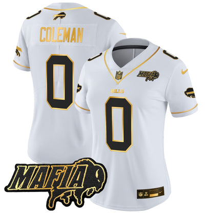 Women's BUF 2024 Bills Mafia Patch Gold Vapor Limited Jersey - All Stitched