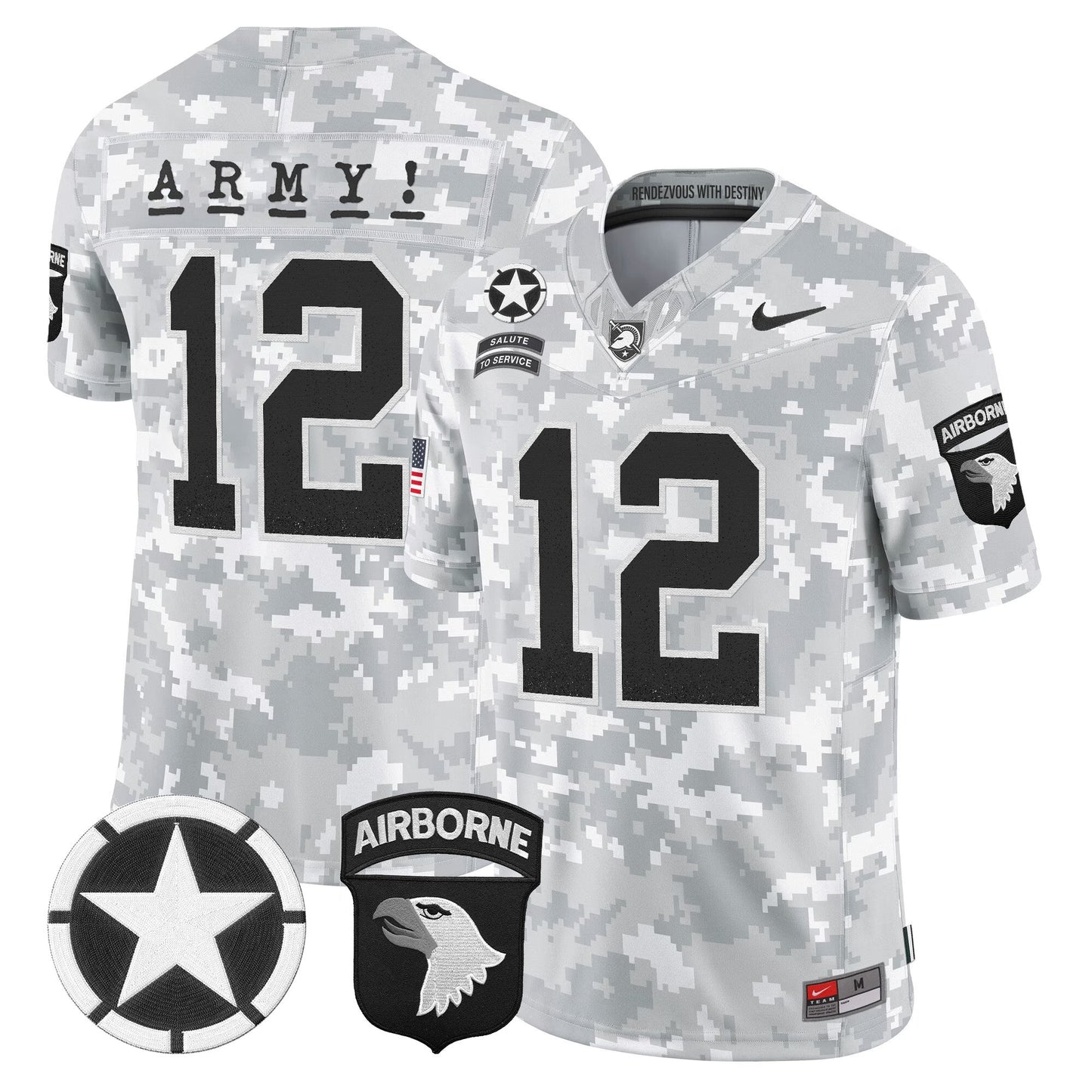 Army Black Knights 101st Airborne Division Patch 2024 Salute to Service Vapor Limited Jersey - All Stitched
