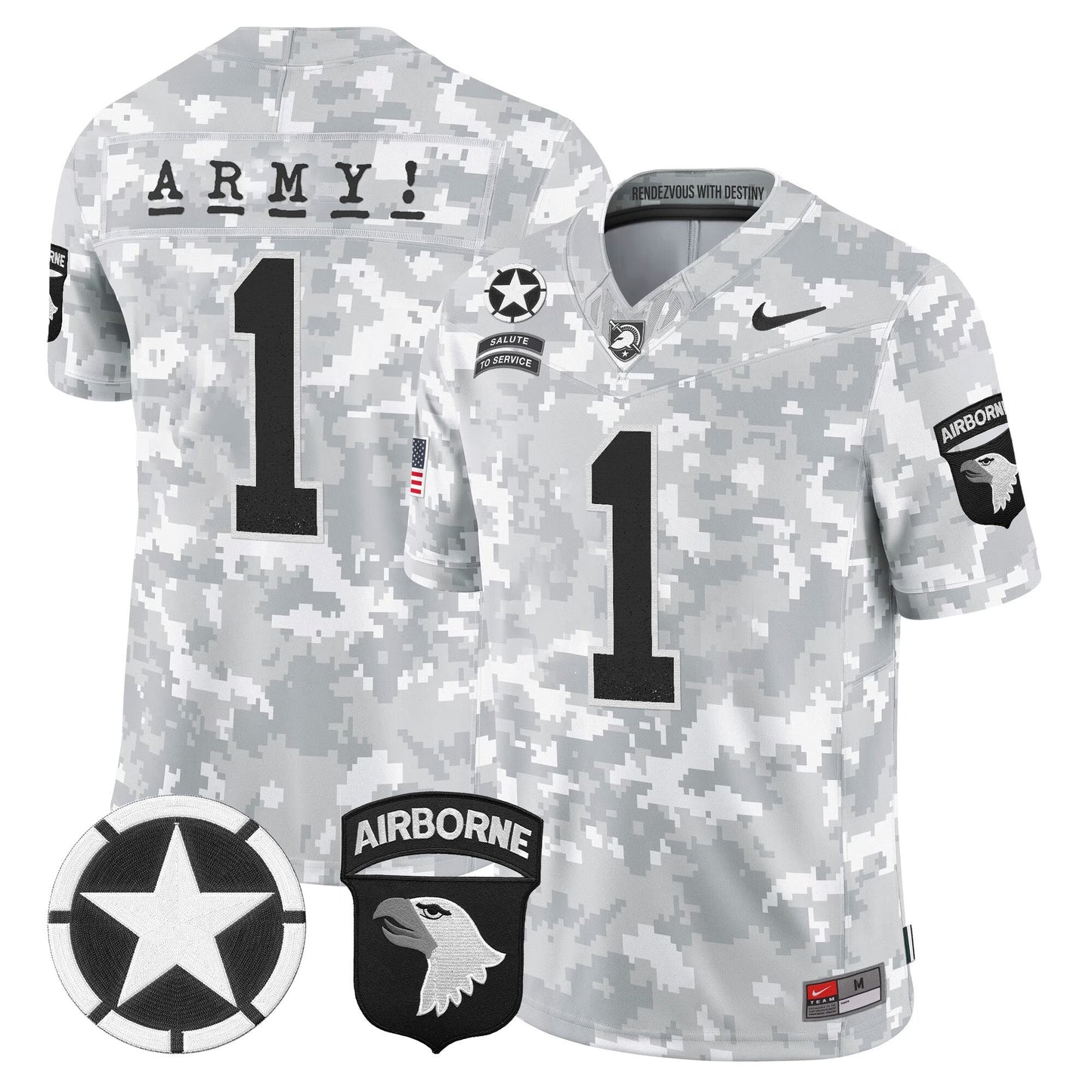 Army Black Knights 101st Airborne Division Patch 2024 Salute to Service Vapor Limited Jersey - All Stitched