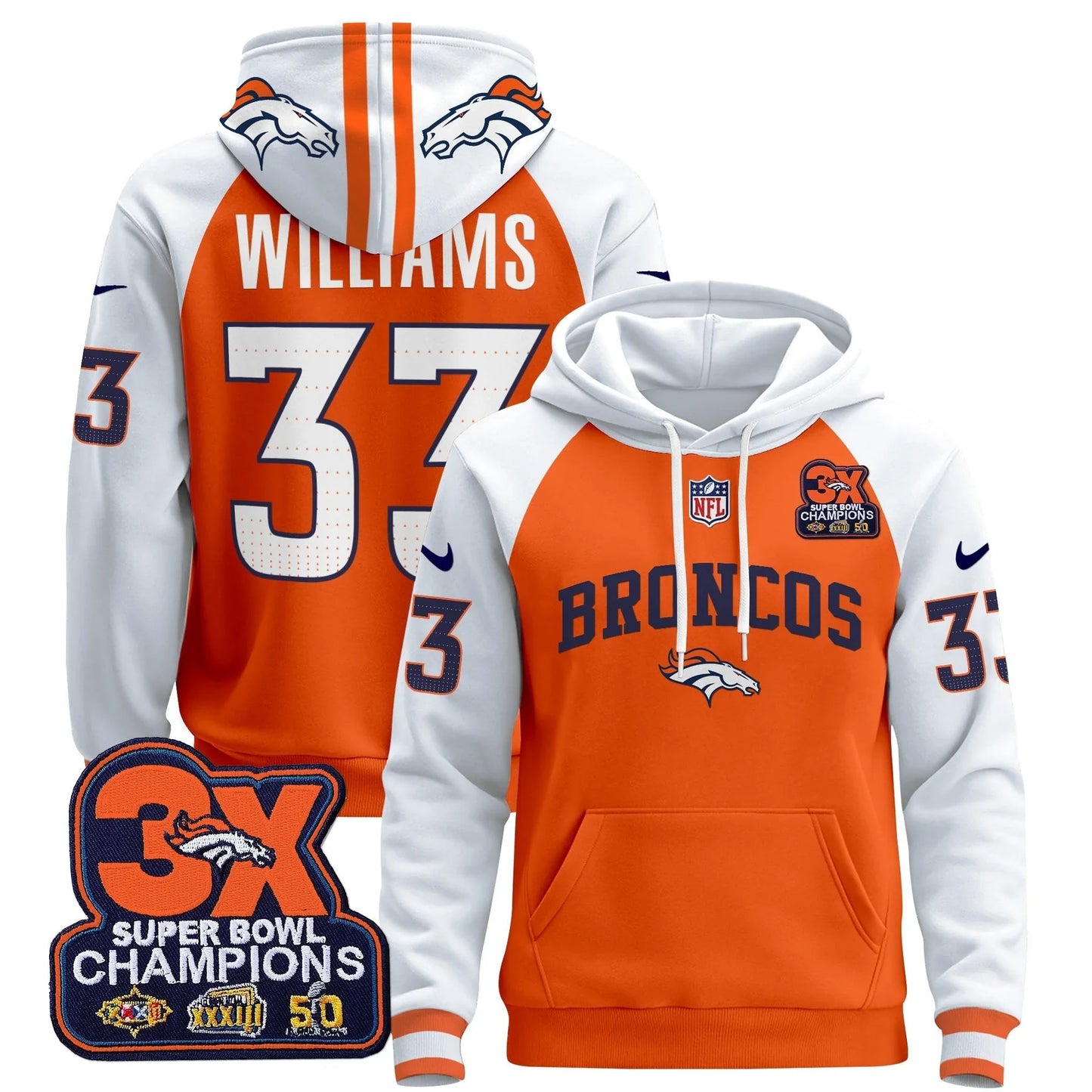 DEN 2025 3x - Times Champions Patch Pullover Hoodie - All Stitched