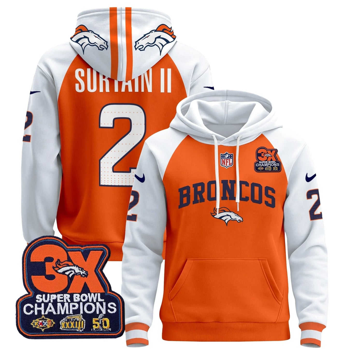 DEN 2025 3x - Times Champions Patch Pullover Hoodie - All Stitched