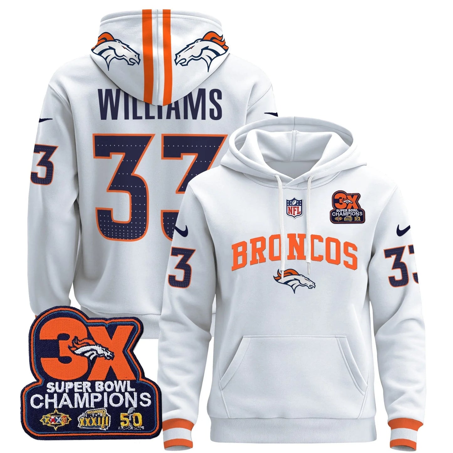 DEN 2025 3x - Times Champions Patch Pullover Hoodie - All Stitched