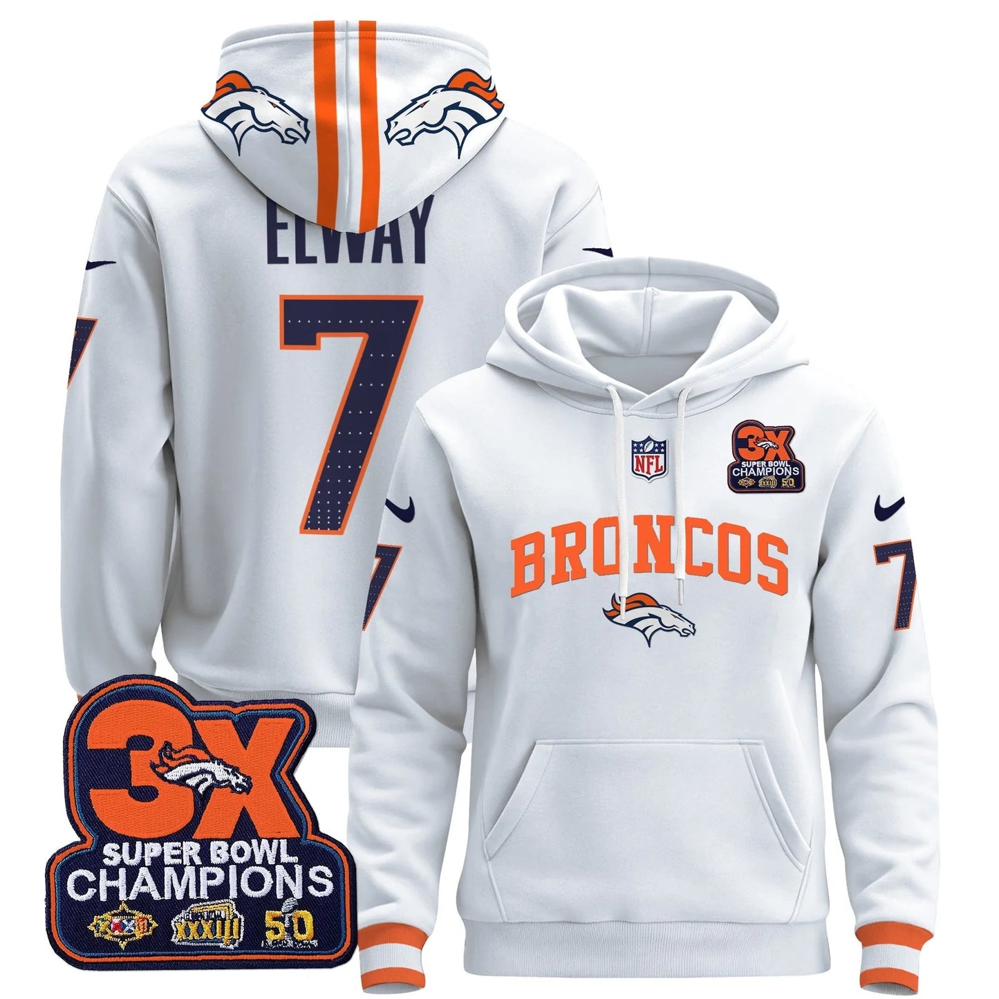 DEN 2025 3x - Times Champions Patch Pullover Hoodie - All Stitched