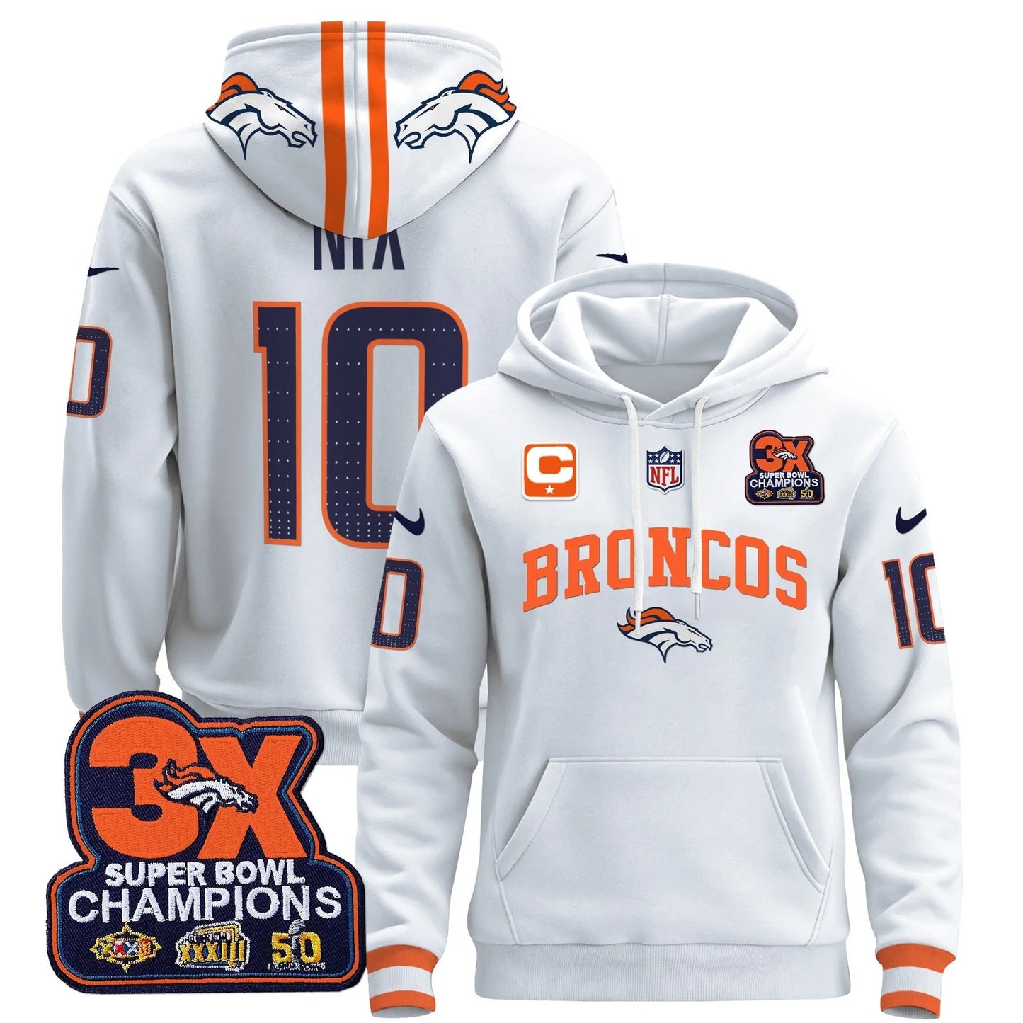 DEN 2025 3x - Times Champions Patch Pullover Hoodie - All Stitched