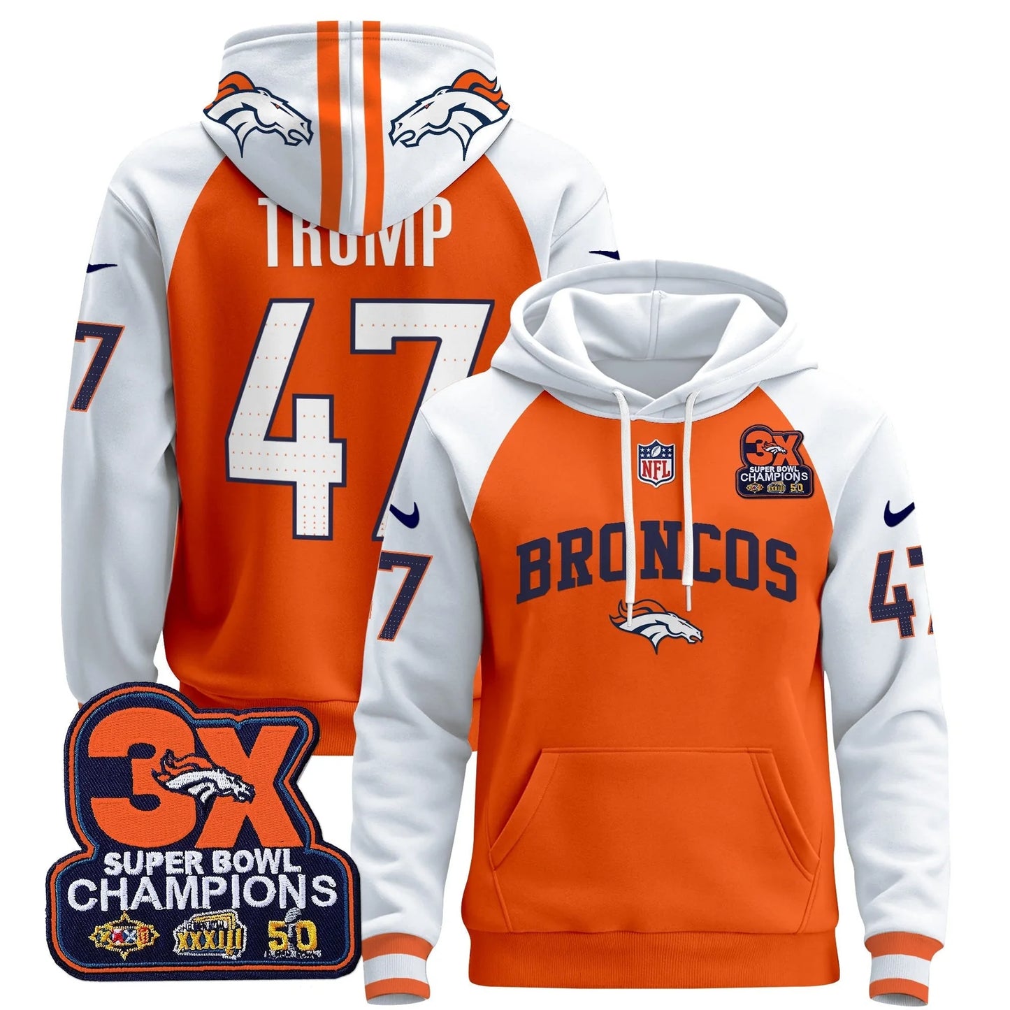 DEN 2025 3x - Times Champions Patch Pullover Hoodie - All Stitched