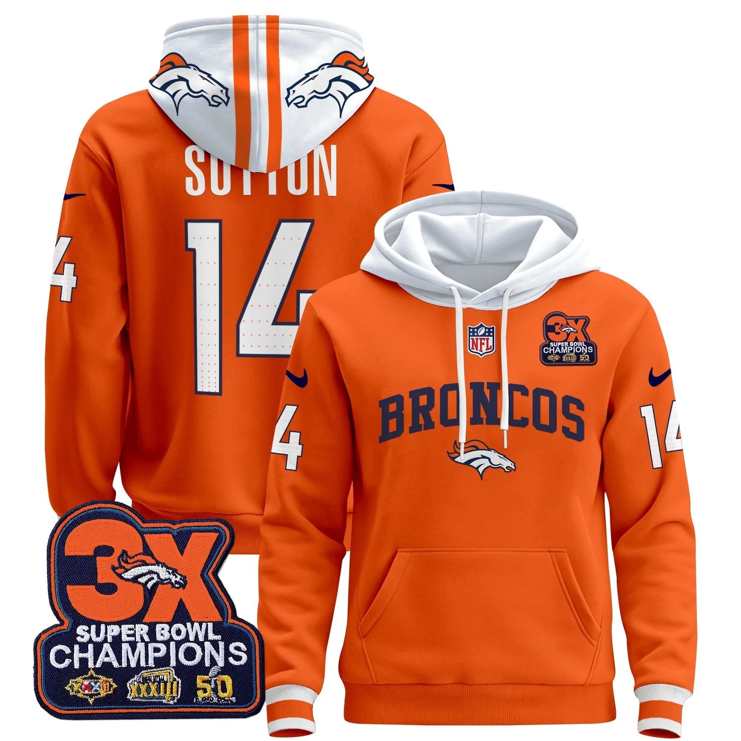 DEN 2025 3x - Times Champions Patch Pullover Hoodie - All Stitched