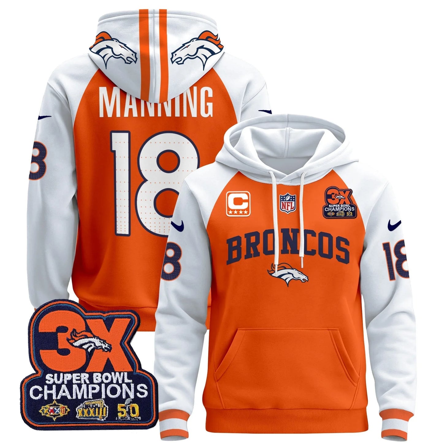 DEN 2025 3x - Times Champions Patch Pullover Hoodie - All Stitched