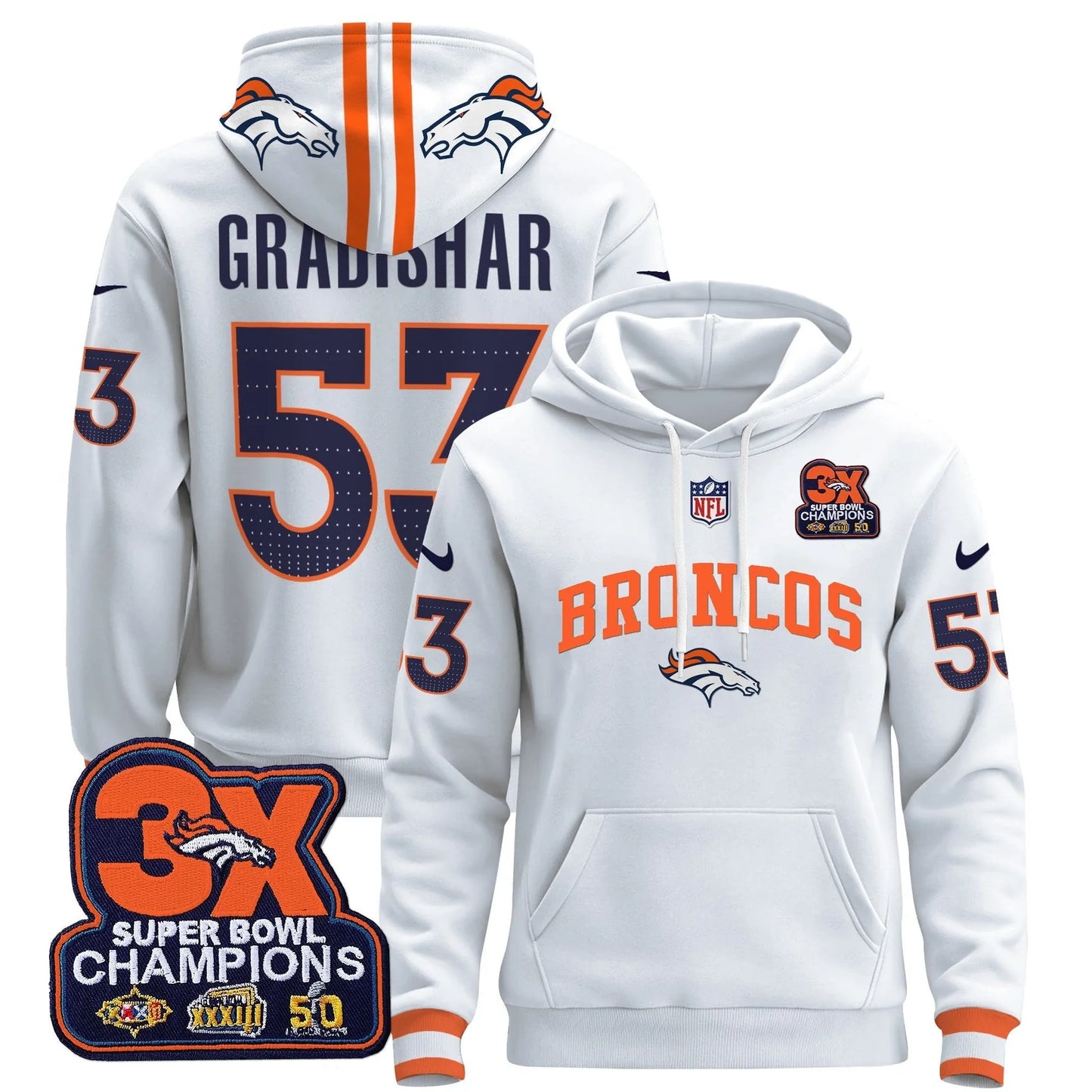 DEN 2025 3x - Times Champions Patch Pullover Hoodie - All Stitched
