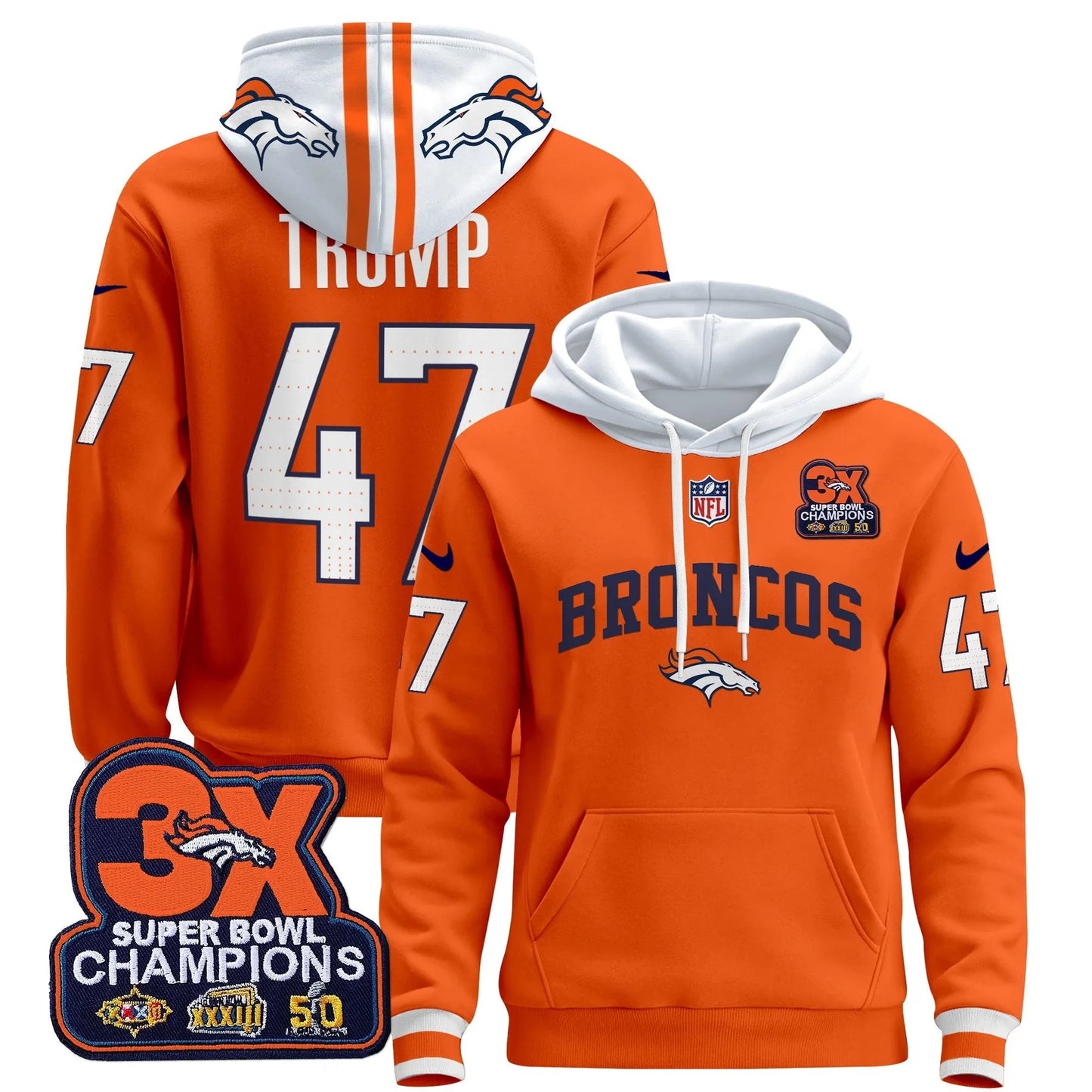 DEN 2025 3x - Times Champions Patch Pullover Hoodie - All Stitched