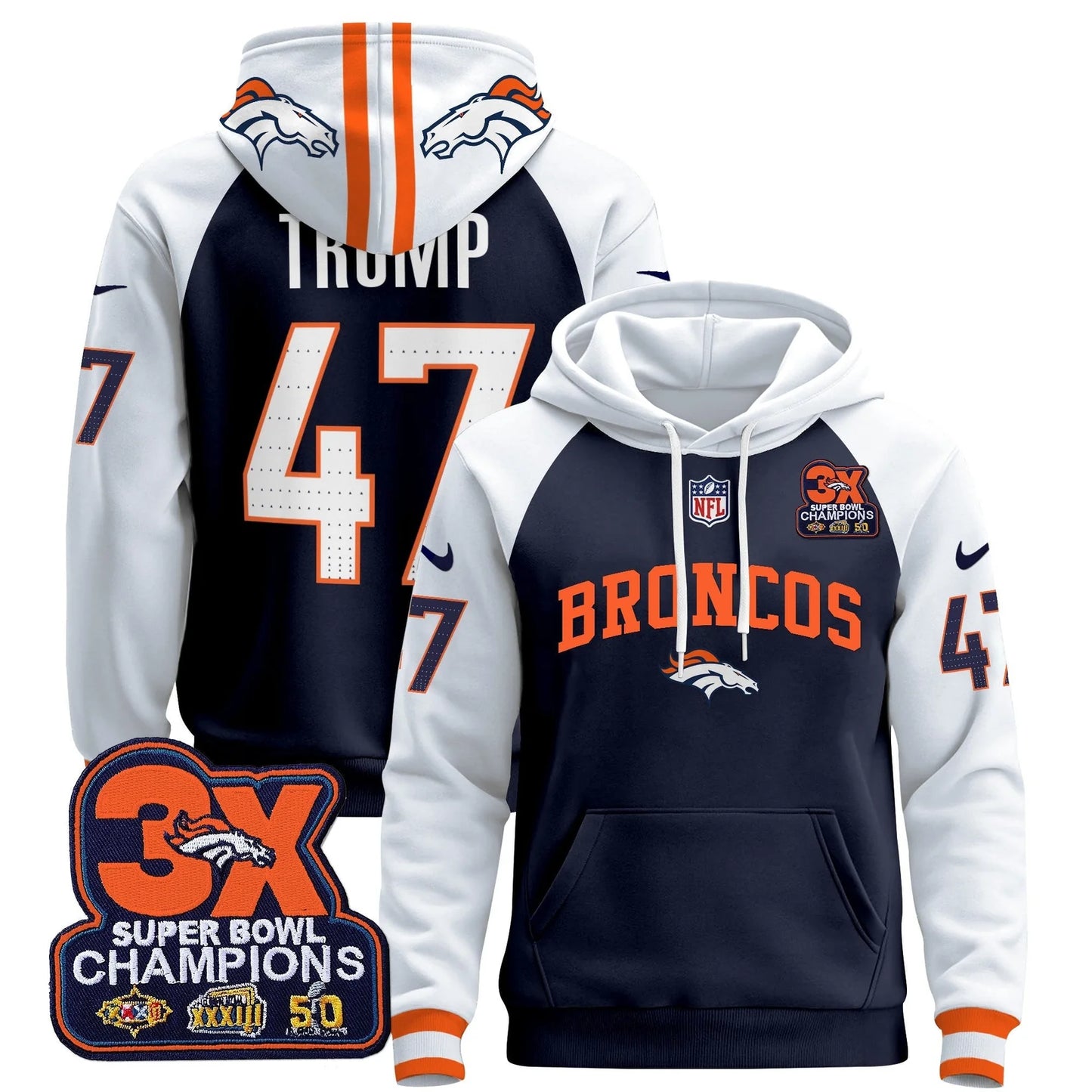 DEN 2025 3x - Times Champions Patch Pullover Hoodie - All Stitched
