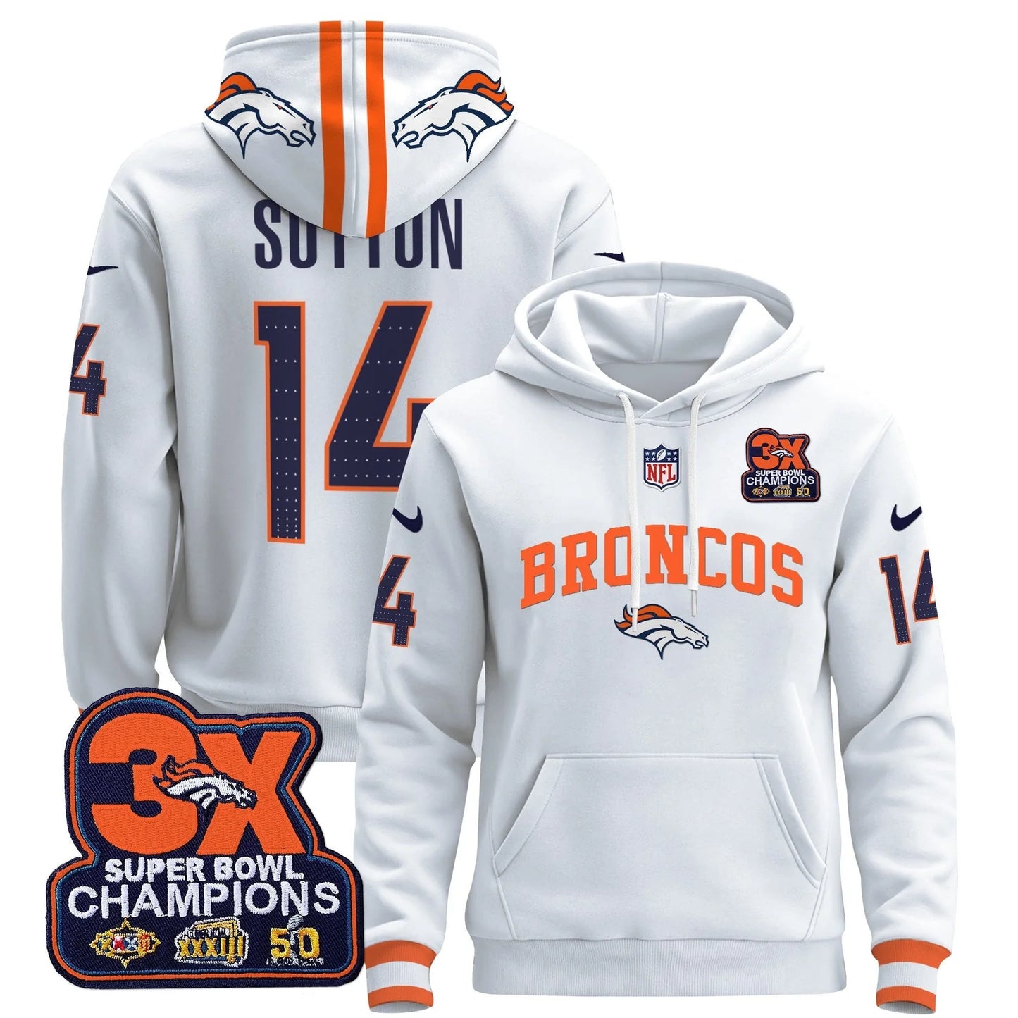 DEN 2025 3x - Times Champions Patch Pullover Hoodie - All Stitched