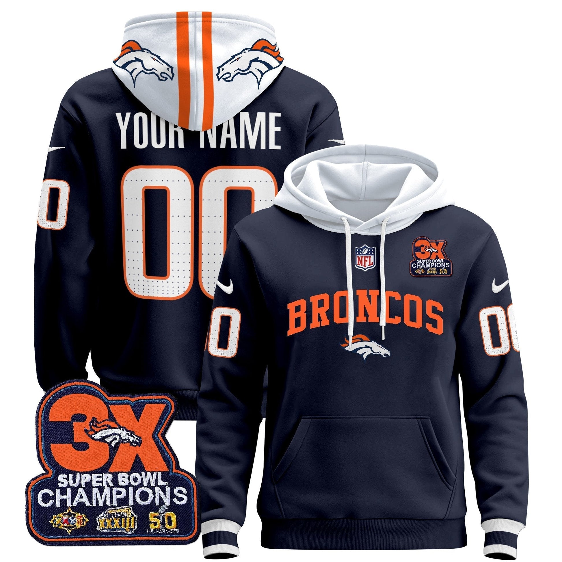 Denver Broncos 2025 Custom Pullover Hoodie V2