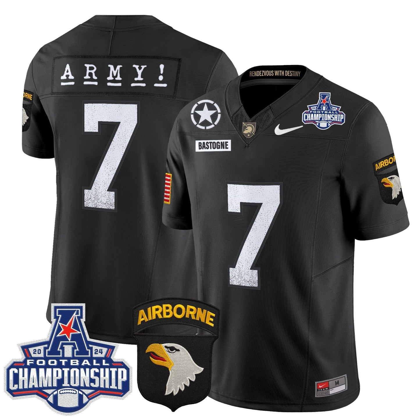Army Black Knights 2024 AAC Championship Patch Vapor Limited Jersey - All Stitched