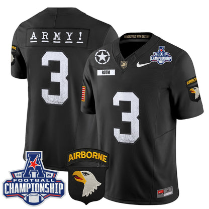 Army Black Knights 2024 AAC Championship Patch Vapor Limited Jersey - All Stitched
