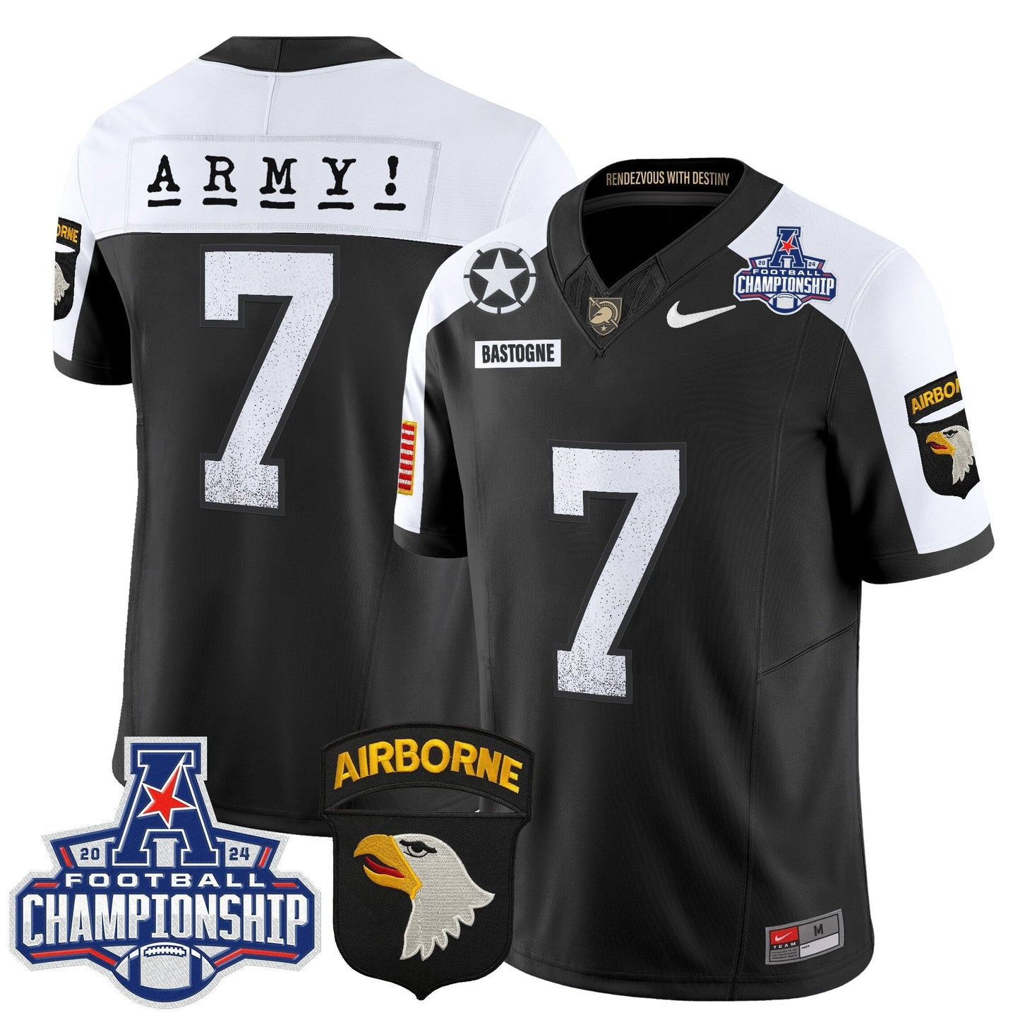 Army Black Knights 2024 AAC Championship Patch Vapor Limited Jersey - All Stitched