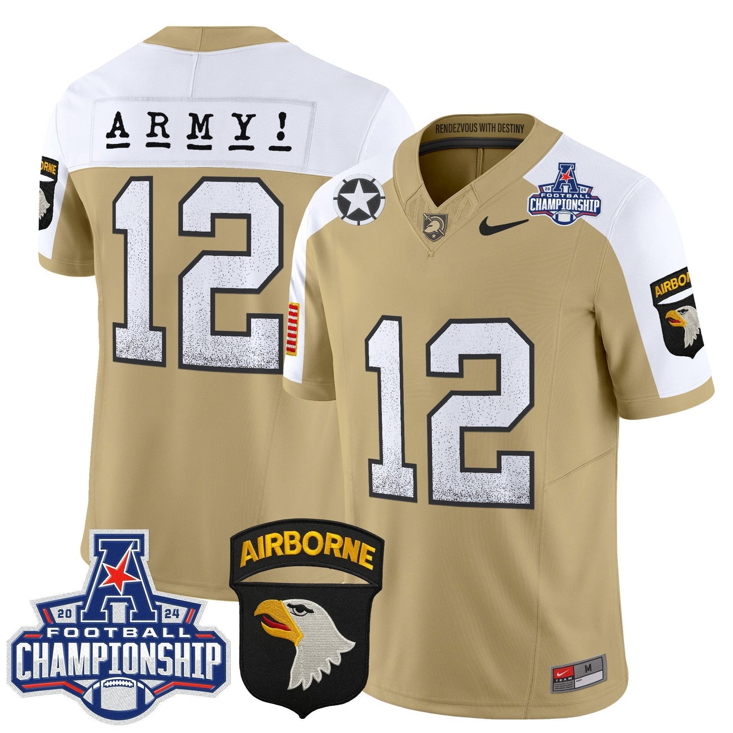 Army Black Knights 2024 AAC Championship Patch Vapor Limited Jersey - All Stitched