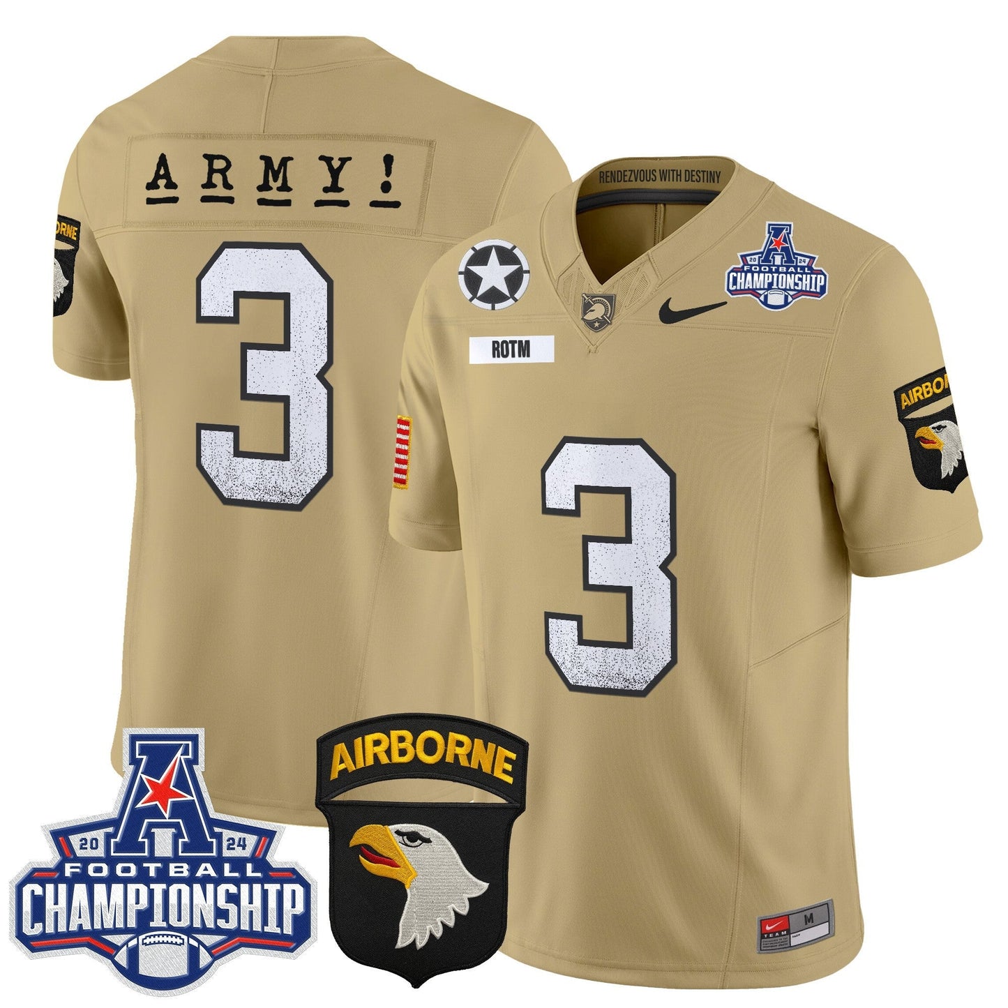 Army Black Knights 2024 AAC Championship Patch Vapor Limited Jersey - All Stitched