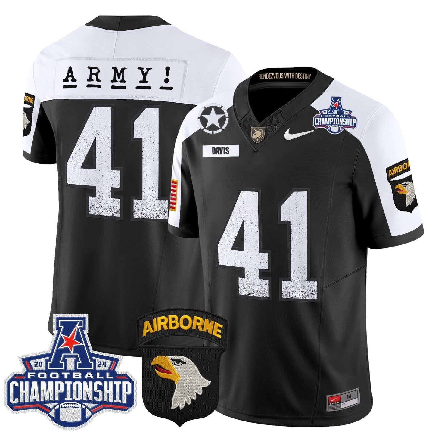 Army Black Knights 2024 AAC Championship Patch Vapor Limited Jersey - All Stitched