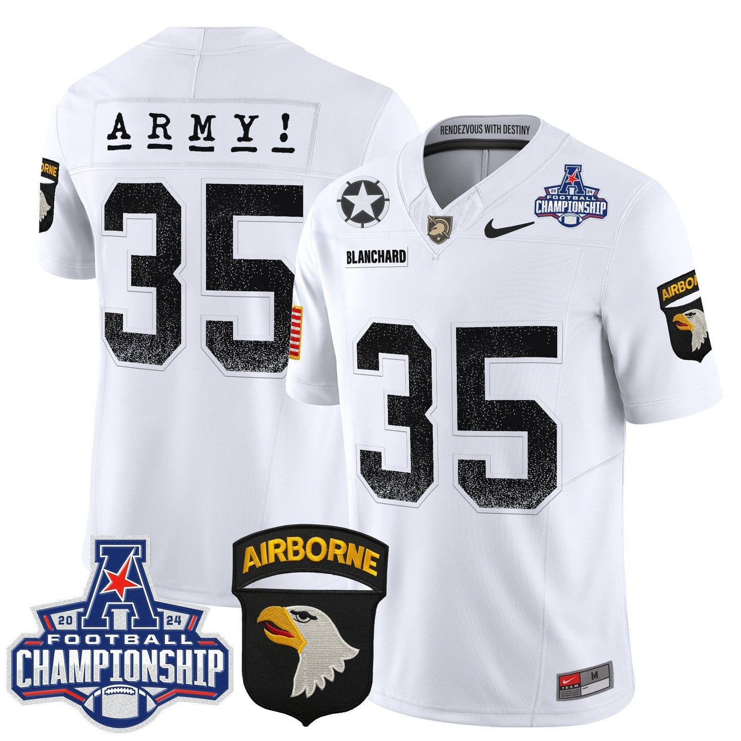 Army Black Knights 2024 AAC Championship Patch Vapor Limited Jersey - All Stitched