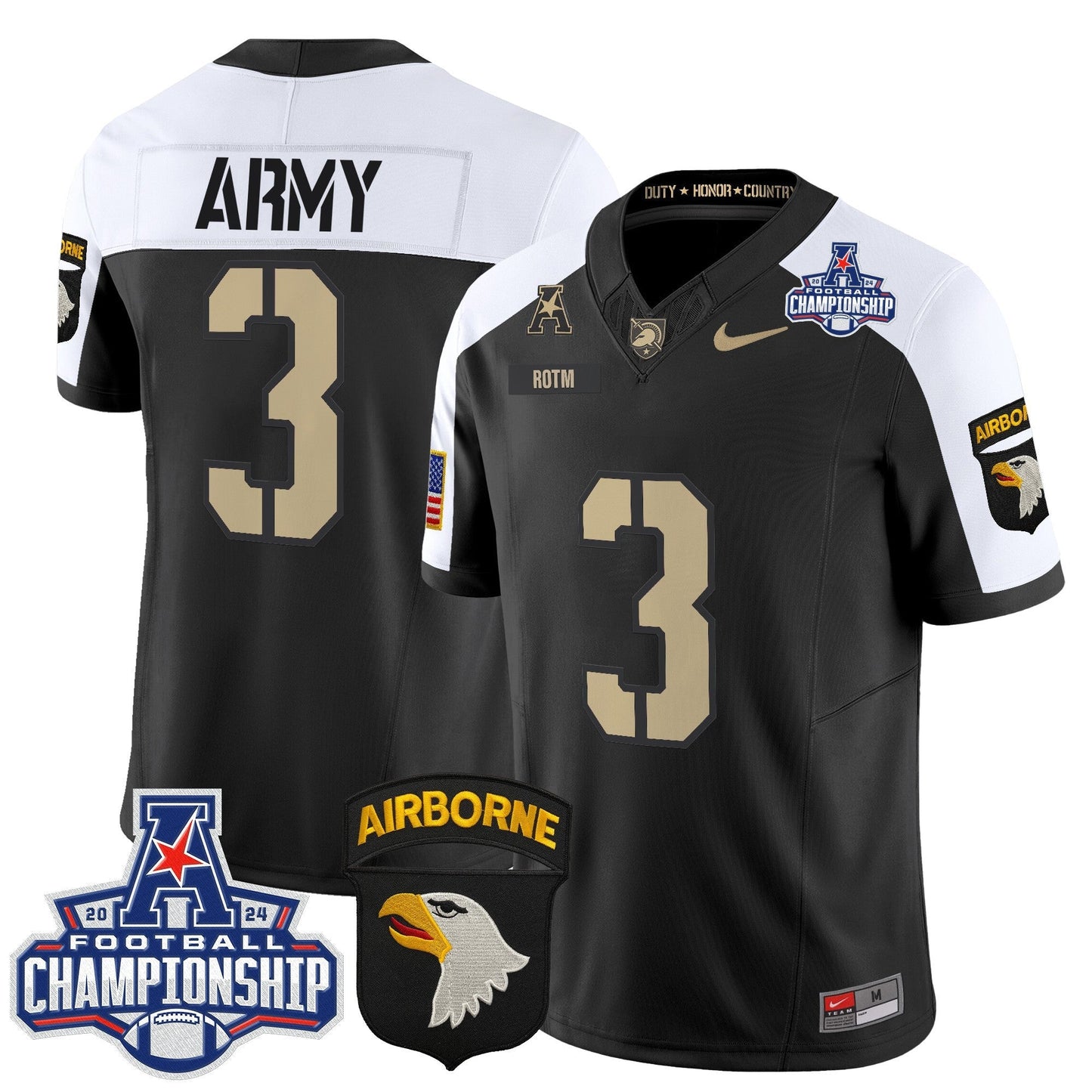 Army Black Knights 2024 AAC Championship Patch Vapor Limited Jersey V2 - All Stitched