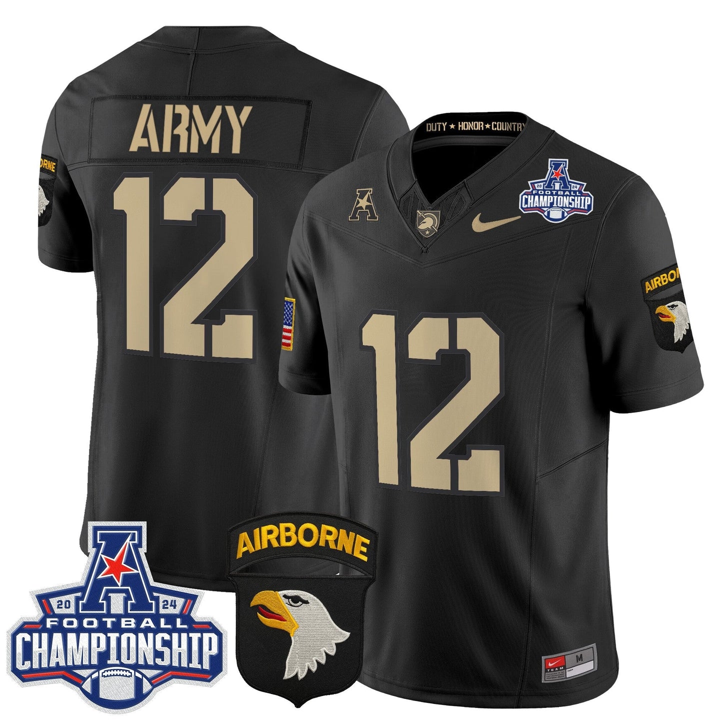 Army Black Knights 2024 AAC Championship Patch Vapor Limited Jersey V2 - All Stitched