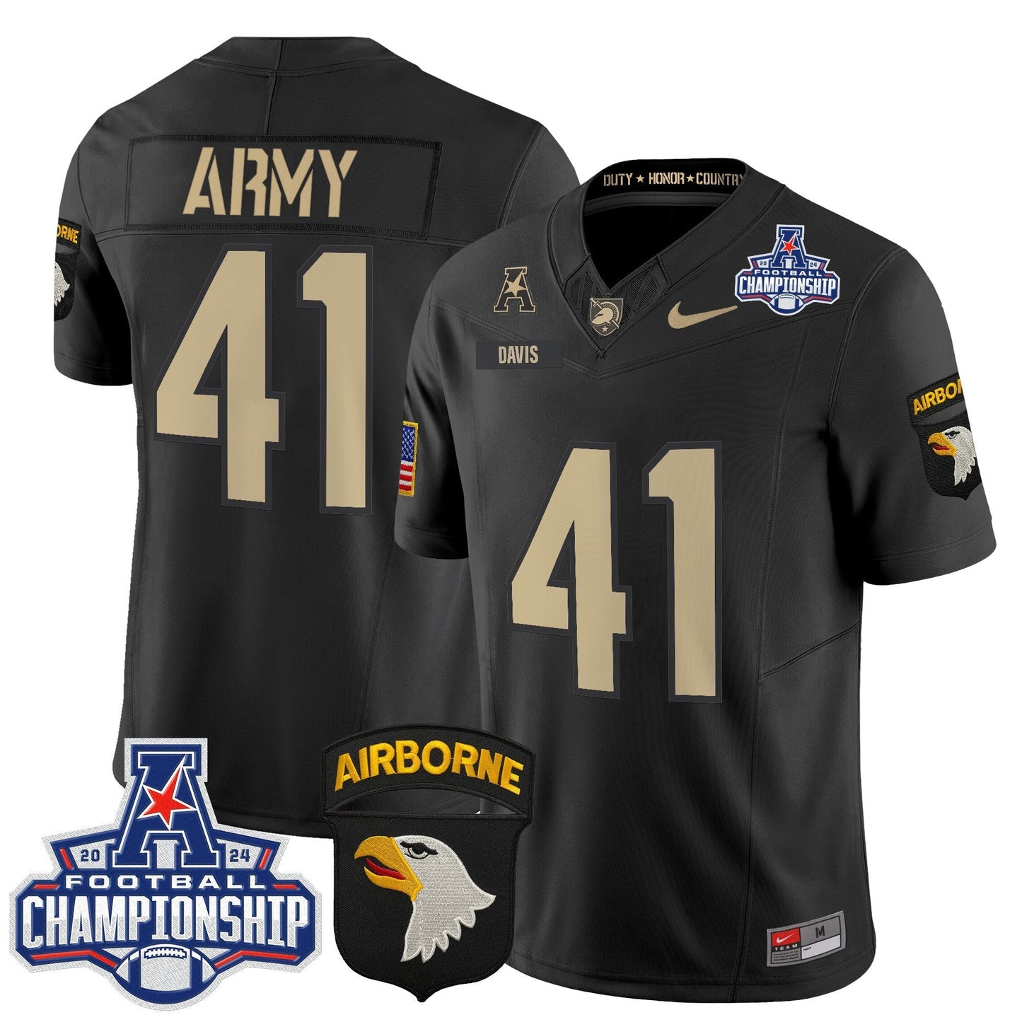 Army Black Knights 2024 AAC Championship Patch Vapor Limited Jersey V2 - All Stitched