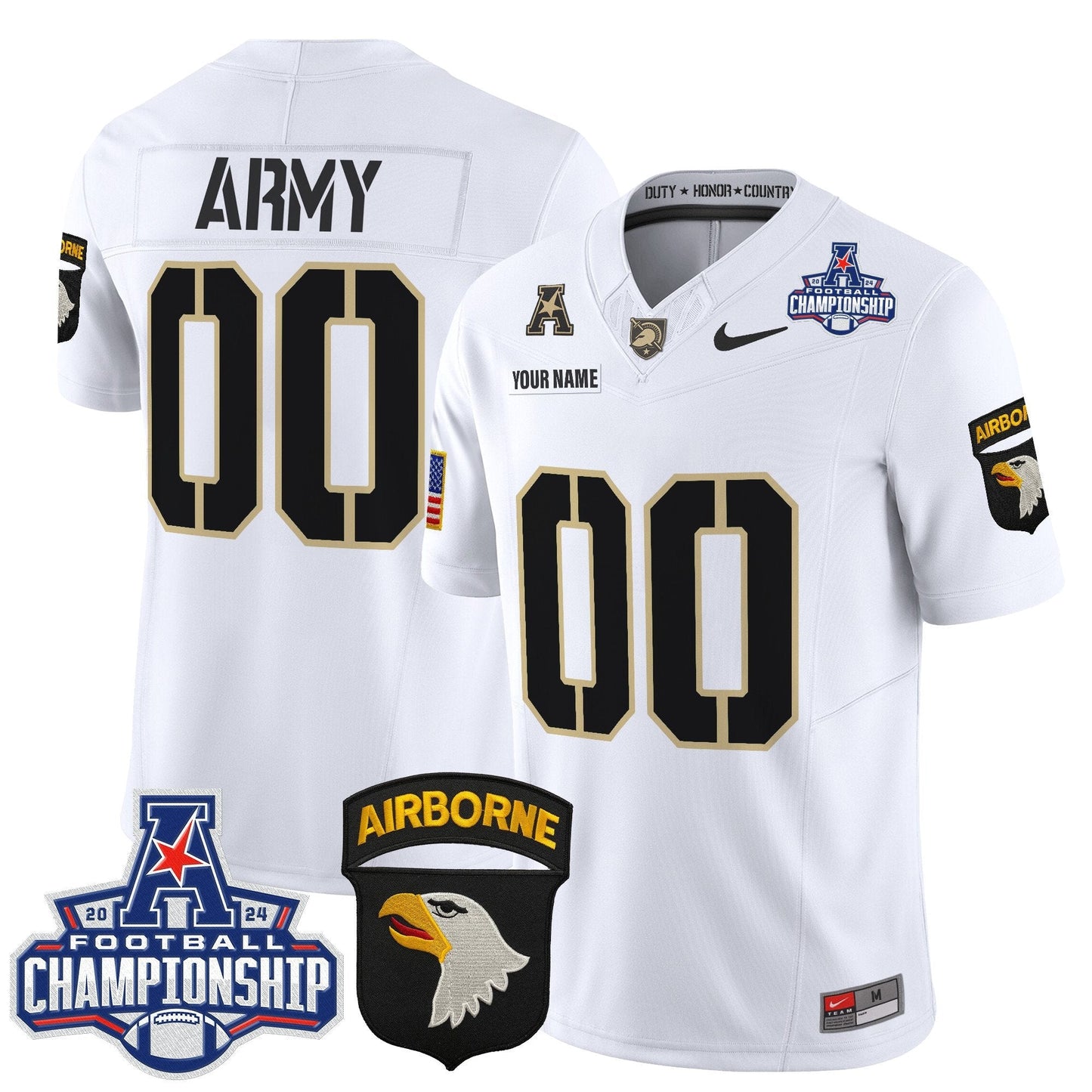 Army Black Knights 2024 AAC Championship Patch Vapor Limited Custom Jersey V2 - All Stitched
