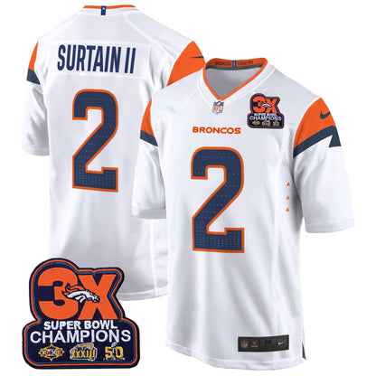 DEN 3-Time Champions Patch Game Jersey - Al Stitched