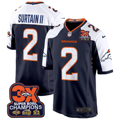 DEN 3-Time Champions Patch Game Jersey - Al Stitched