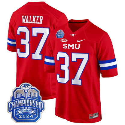 SMU Mustangs 2024 ACC Championship Patch Game Jersey - All Stitched