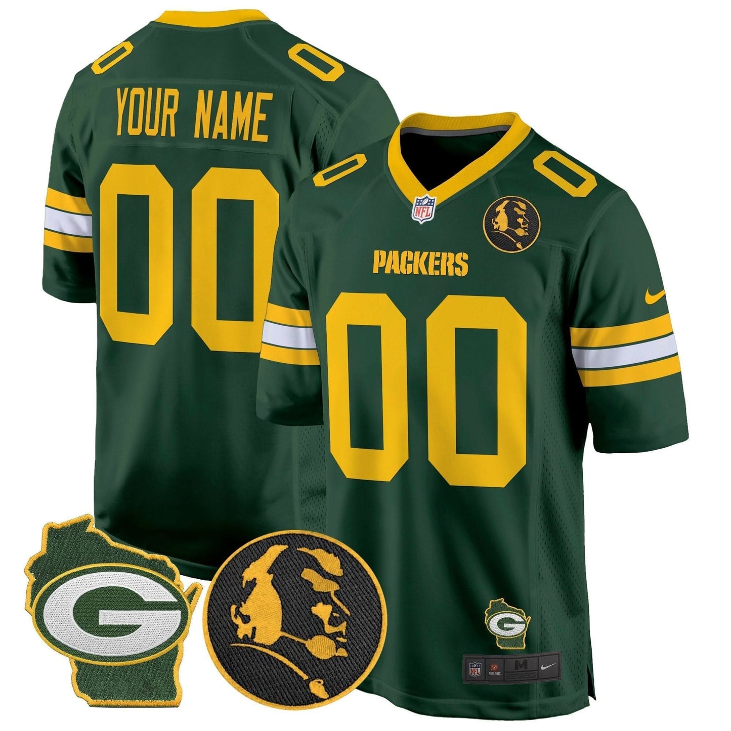Packers John Madden & Home Patch Game Custom Jersey - All Stitched