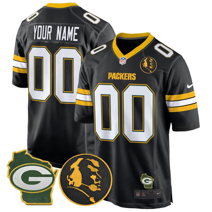 Packers John Madden & Home Patch Game Custom Jersey - All Stitched