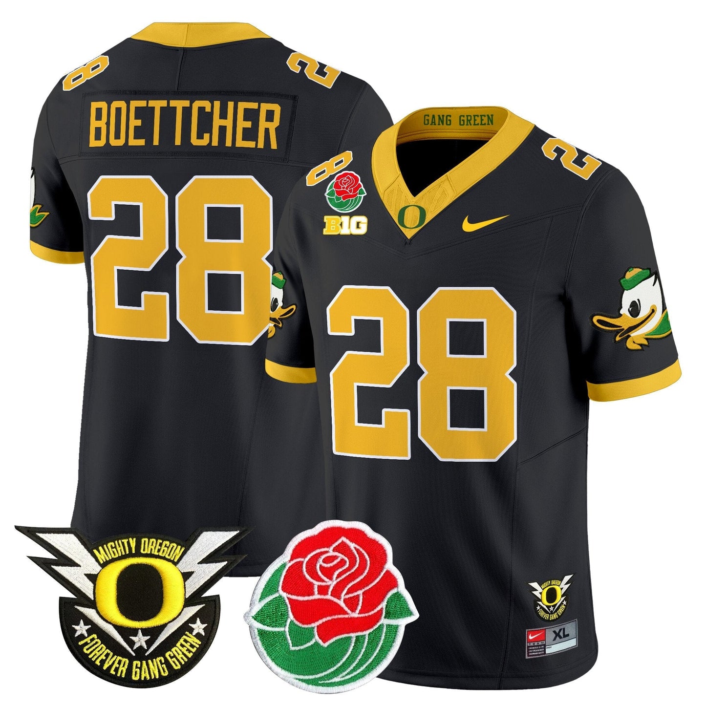 ORE 2025 Rose Bowl Game & BIG Patch Vapor Limited Jersey - All Stitched