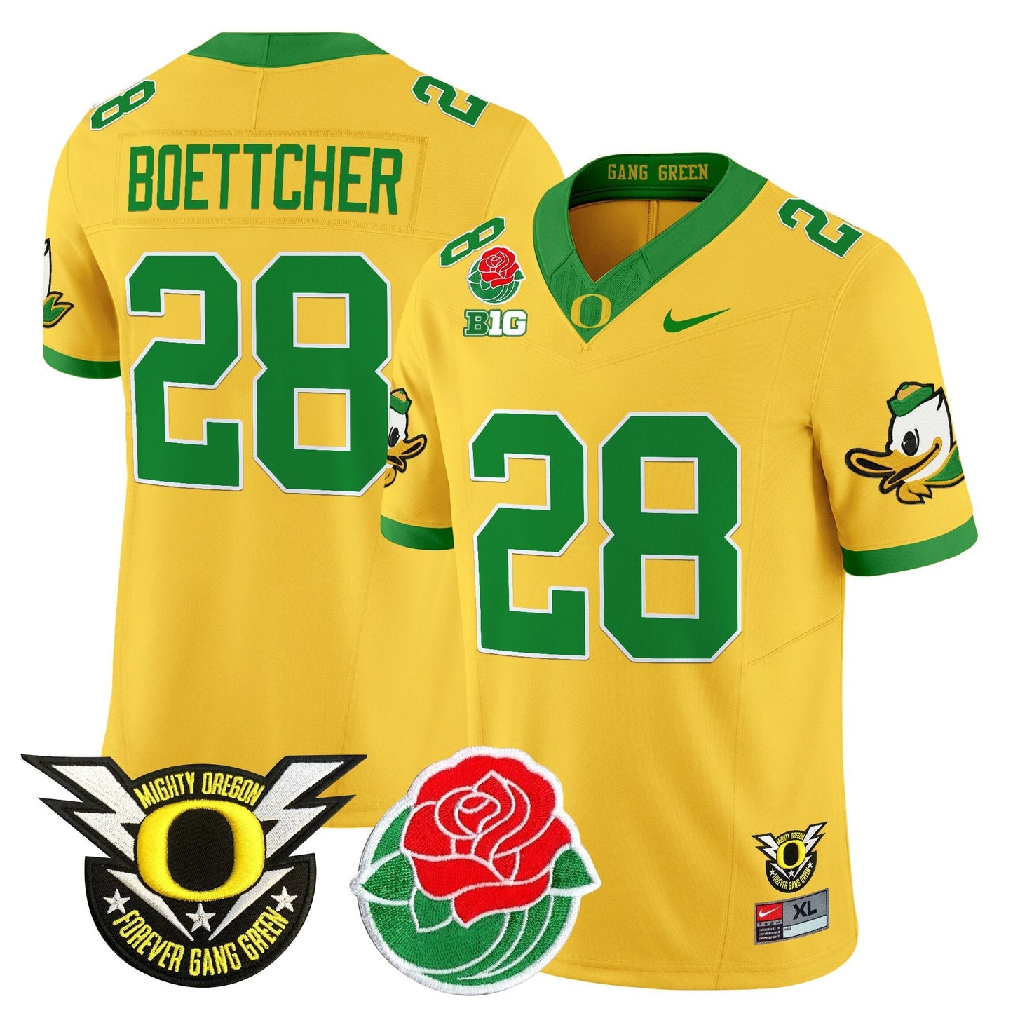 ORE 2025 Rose Bowl Game & BIG Patch Vapor Limited Jersey - All Stitched