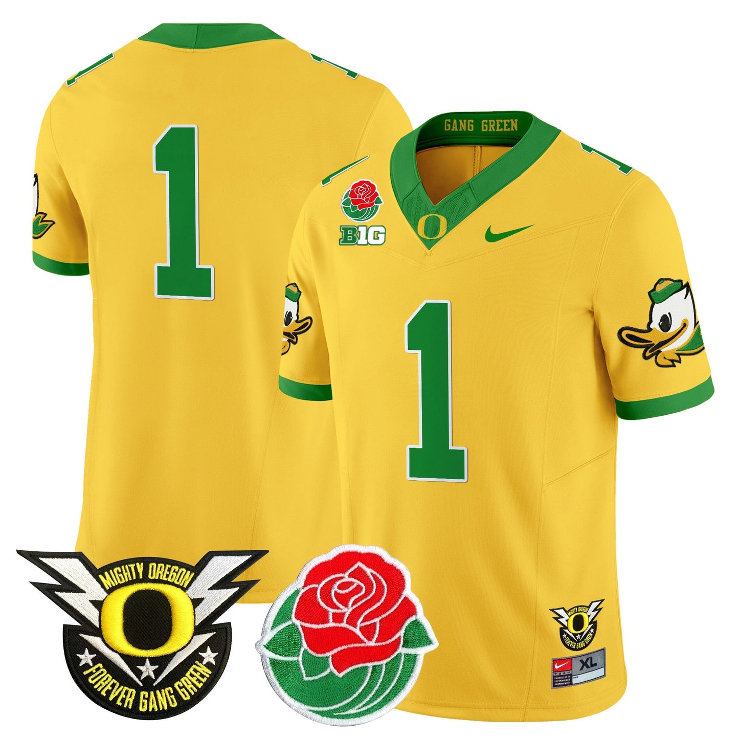 ORE 2025 Rose Bowl Game & BIG Patch Vapor Limited Jersey - All Stitched