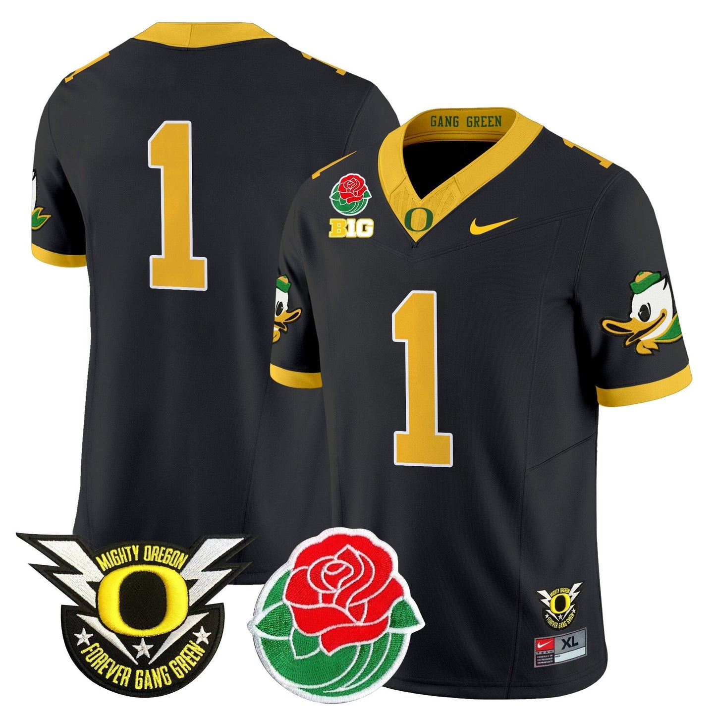 ORE 2025 Rose Bowl Game & BIG Patch Vapor Limited Jersey - All Stitched