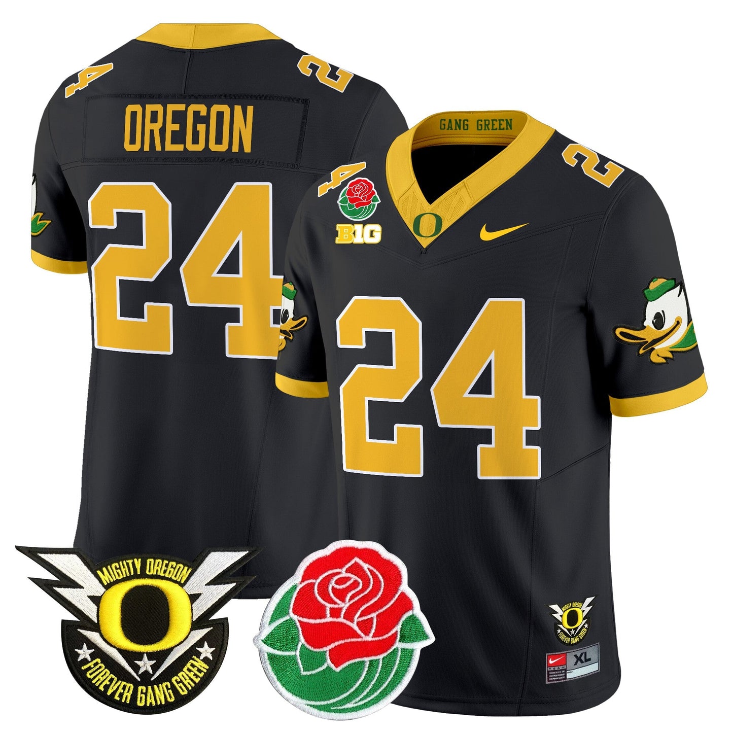 ORE 2025 Rose Bowl Game & BIG Patch Vapor Limited Jersey - All Stitched