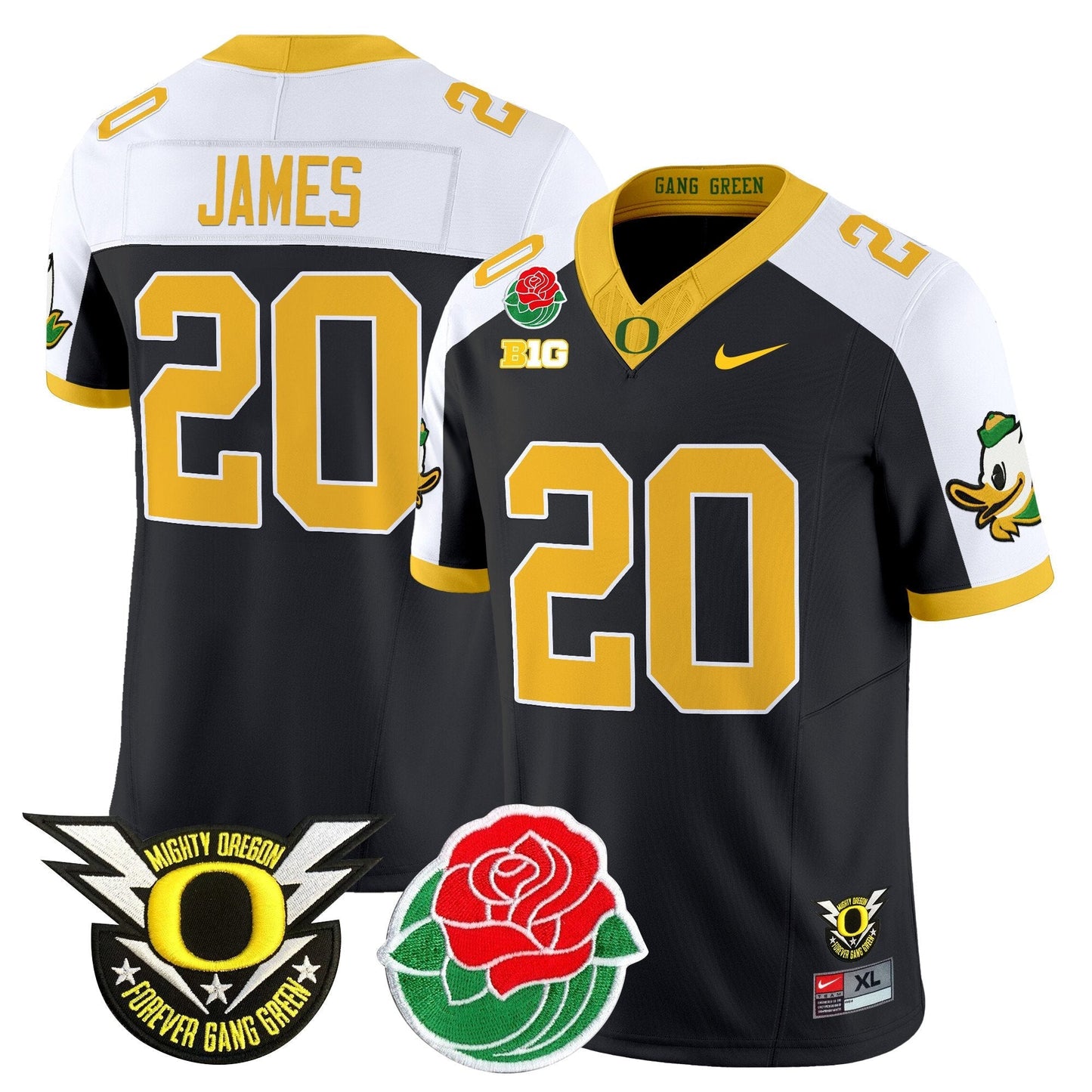 ORE 2025 Rose Bowl Game & BIG Patch Vapor Limited Jersey - All Stitched