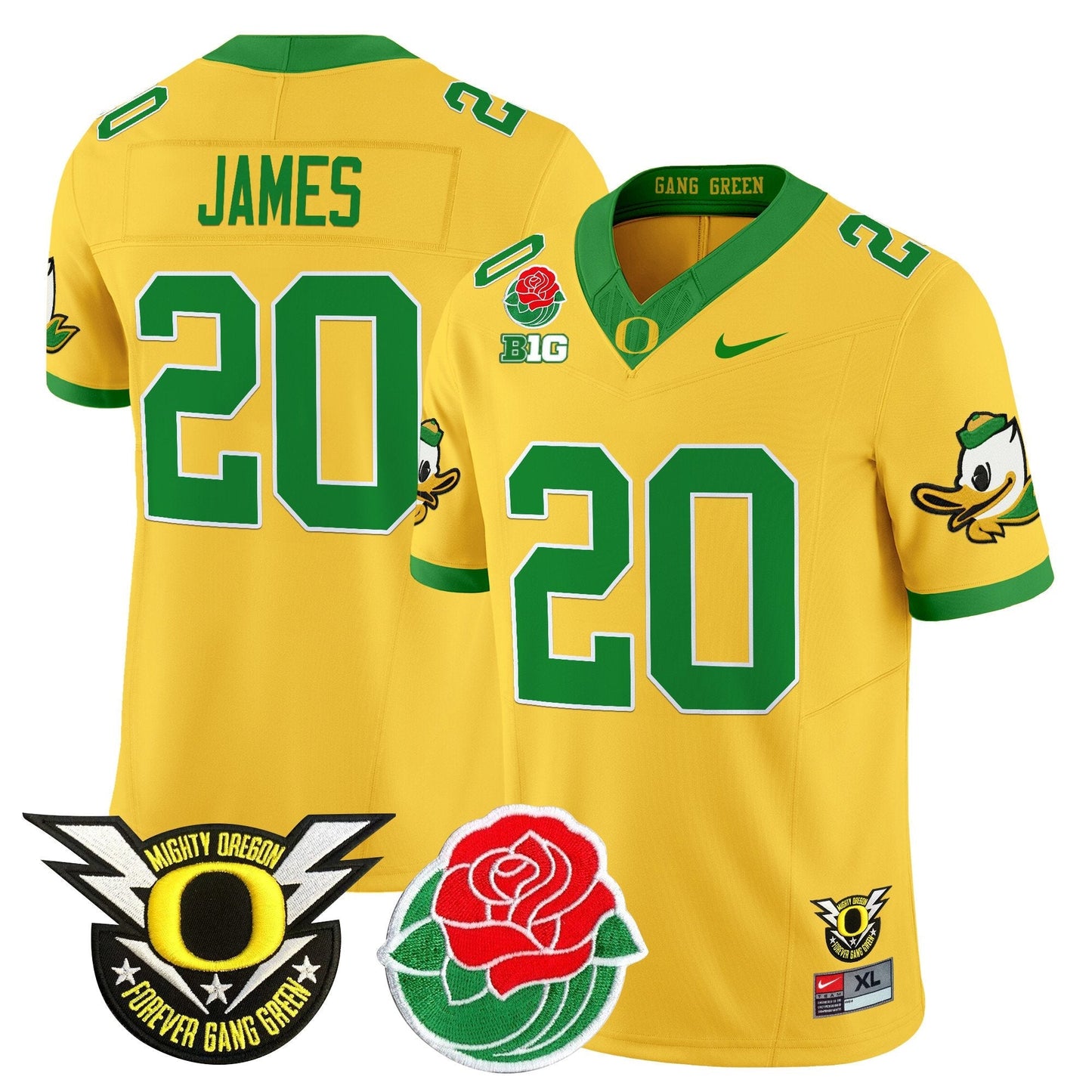 ORE 2025 Rose Bowl Game & BIG Patch Vapor Limited Jersey - All Stitched