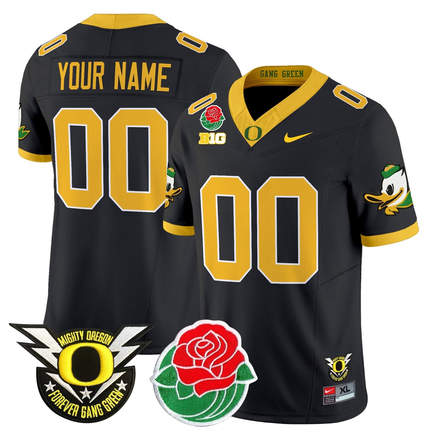 ORE 2025 Rose Bowl Game & BIG Patch Vapor Limited Custom Jersey - All Stitched