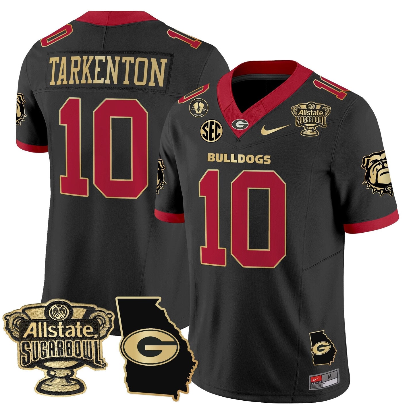 UGA 2025 Sugar Bowl & Georgia Map Patch Vapor Limited Jersey - All Stitched