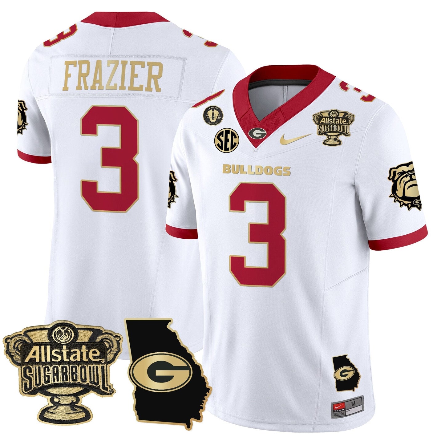 UGA 2025 Sugar Bowl & Georgia Map Patch Vapor Limited Jersey - All Stitched