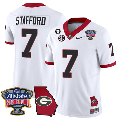 UGA 2025 Sugar Bowl & Georgia Map Patch Vapor Limited Jersey - All Stitched