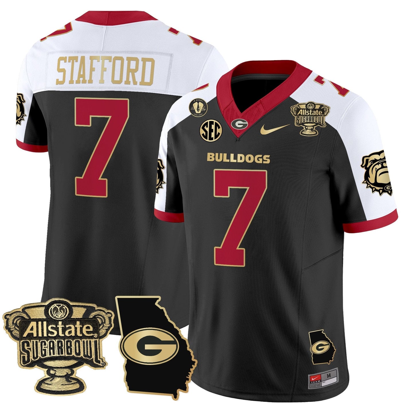 UGA 2025 Sugar Bowl & Georgia Map Patch Vapor Limited Jersey - All Stitched