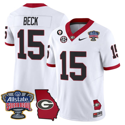 Georgia Bulldogs 2025 Sugar Bowl & Georgia Map Patch Vapor Limited Jersey - All Stitched