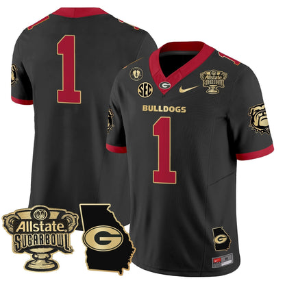 Georgia Bulldogs 2025 Sugar Bowl & Georgia Map Patch Vapor Limited Jersey - All Stitched