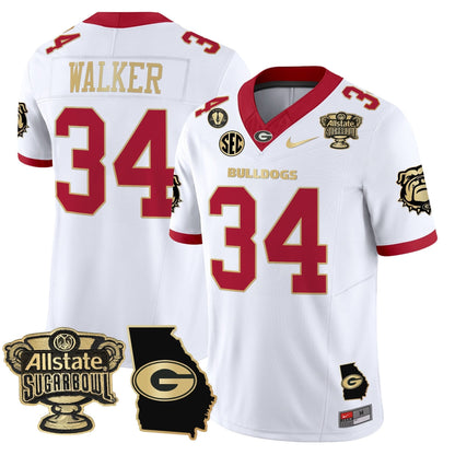 Georgia Bulldogs 2025 Sugar Bowl & Georgia Map Patch Vapor Limited Jersey - All Stitched